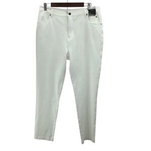 MARBLE Women's High Rise Slim Ankle White Jeans